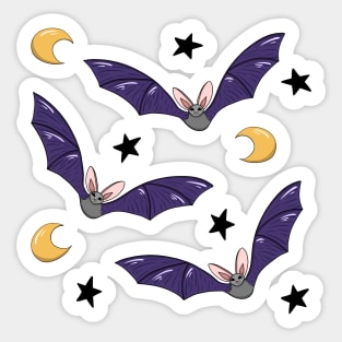 Cute bats with moons and stars Sticker